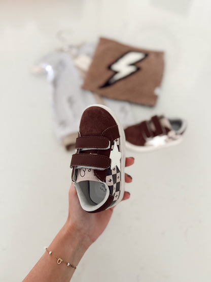 Checkered and Lightning Bolt | Velcro Sneakers