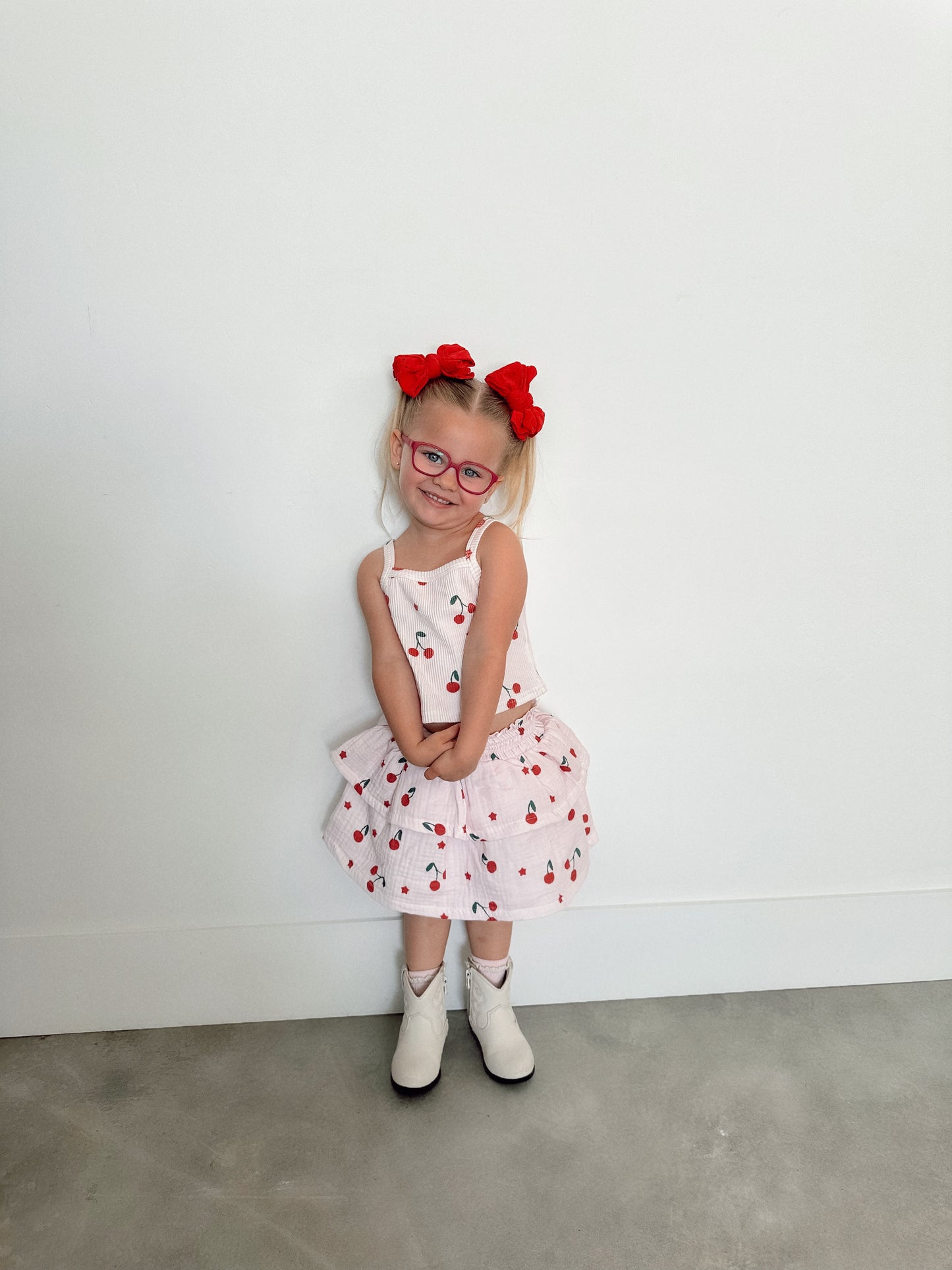 Cherry and Star| Cropped Tank and Twirl Skirt | Set