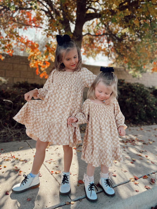 Wavy Checkered | Linen Dress