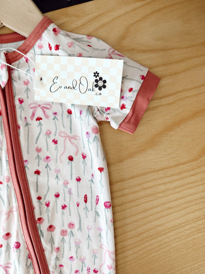 Bows and Florals Bamboo | Shortie Zippie