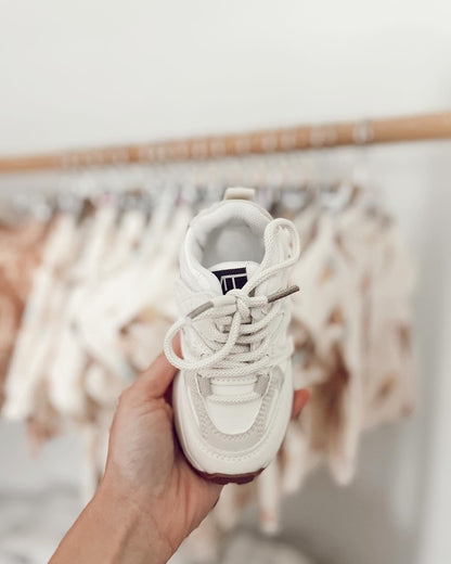 White and Brown | Little Jogger Sneakers