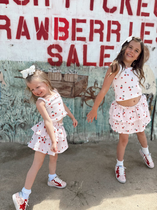Cherry and Star| Cropped Tank and Twirl Skirt | Set