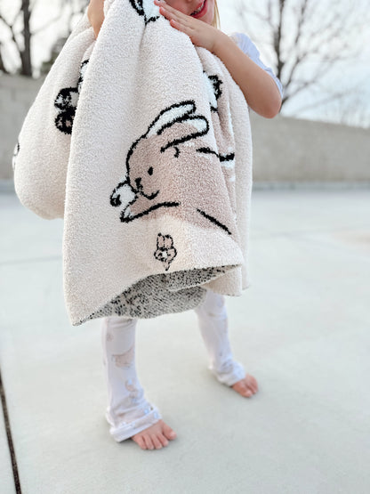 Bunnies and Floral | Plush Blanket | Baby | Preorder