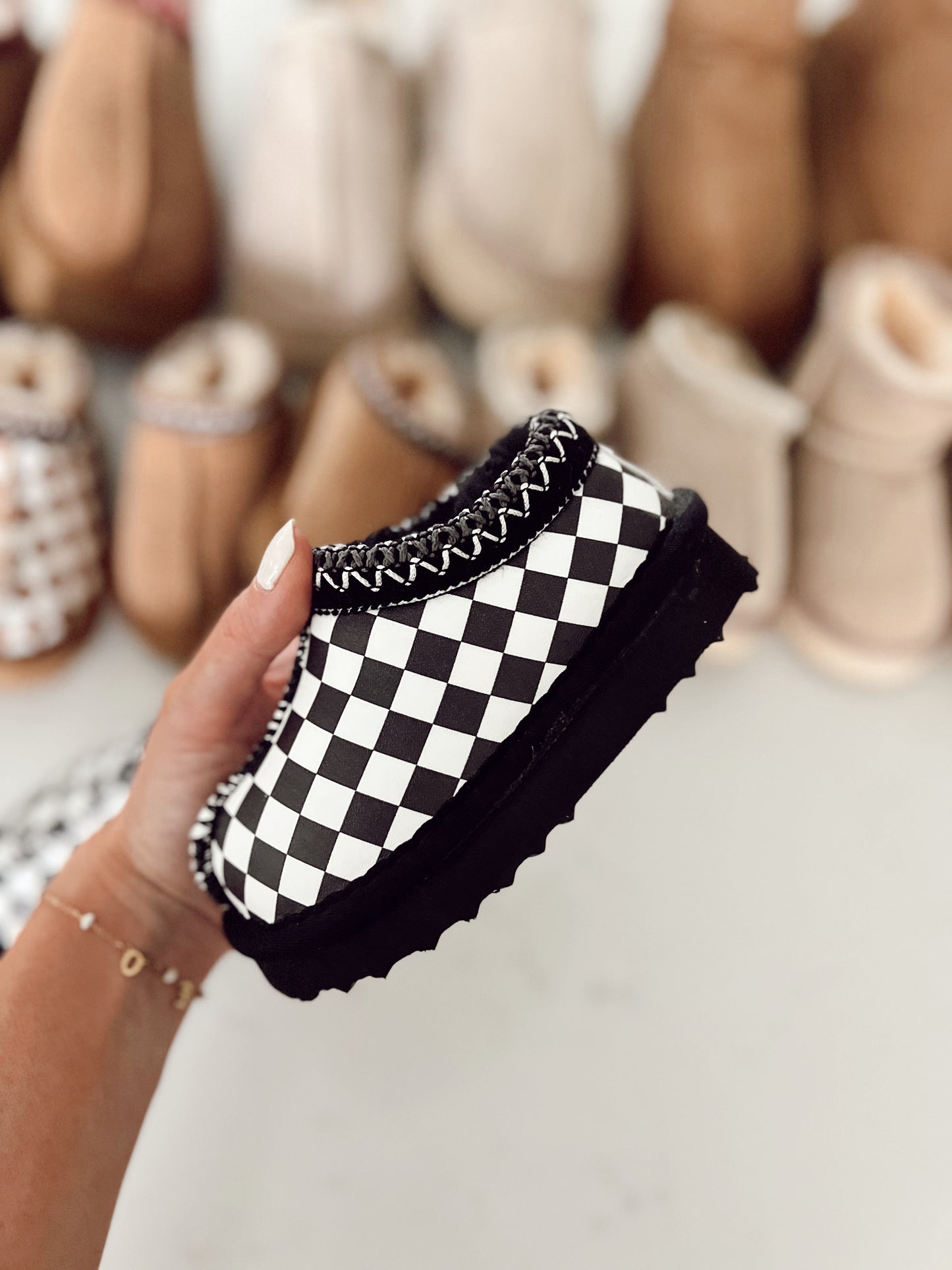 Mini Slides | Black Checkered | Toddler