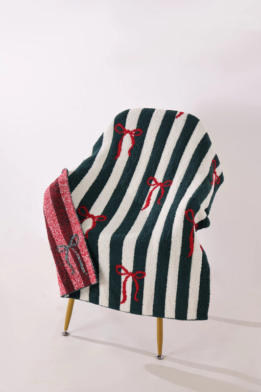 Bows and Stripe | Plush Blanket | Baby PREORDER