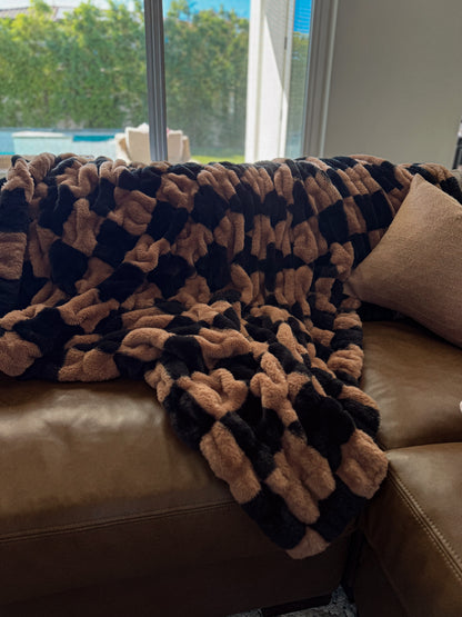 Cocoa and Black Checkered | Blanket