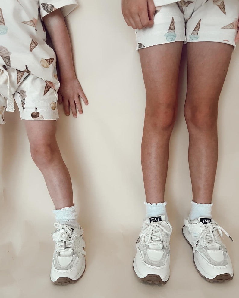 White and Brown | Little Jogger Sneakers