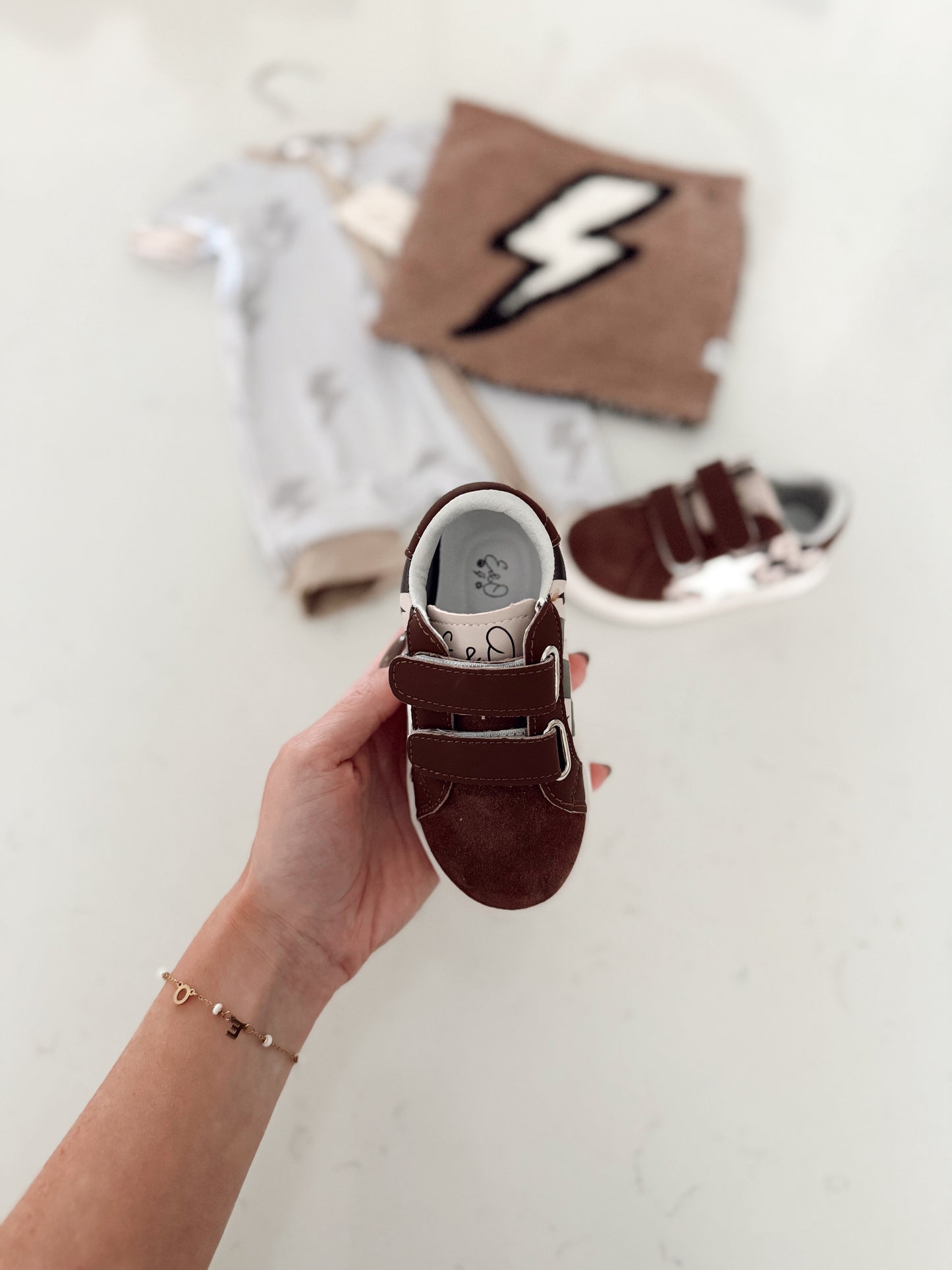 Checkered and Lightning Bolt | Velcro Sneakers