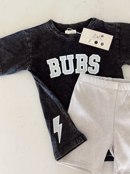 BUBS |Mineral Washed and Ribbed Biker | Short Set