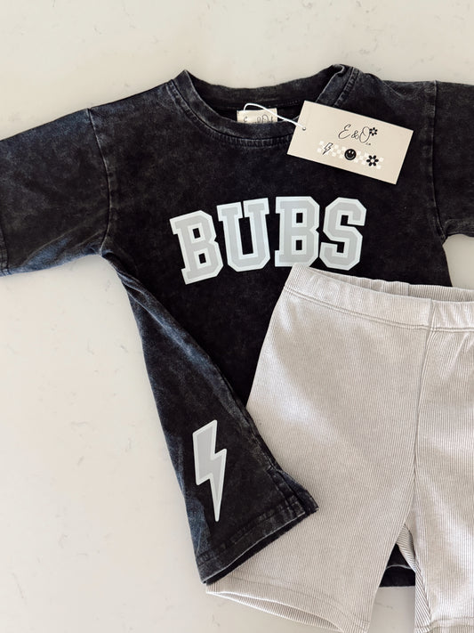 BUBS |Mineral Washed and Ribbed Biker | Short Set