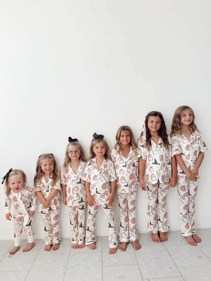 Spooky Cute Bamboo | Short Sleeve| Girl Button and Flare Set