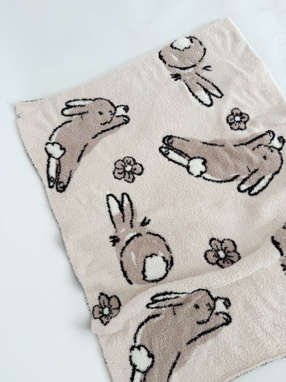 Bunnies and Floral | Plush Blanket | Adult | Preorder