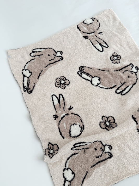 Bunnies and Floral | Plush Blanket | Adult | Preorder