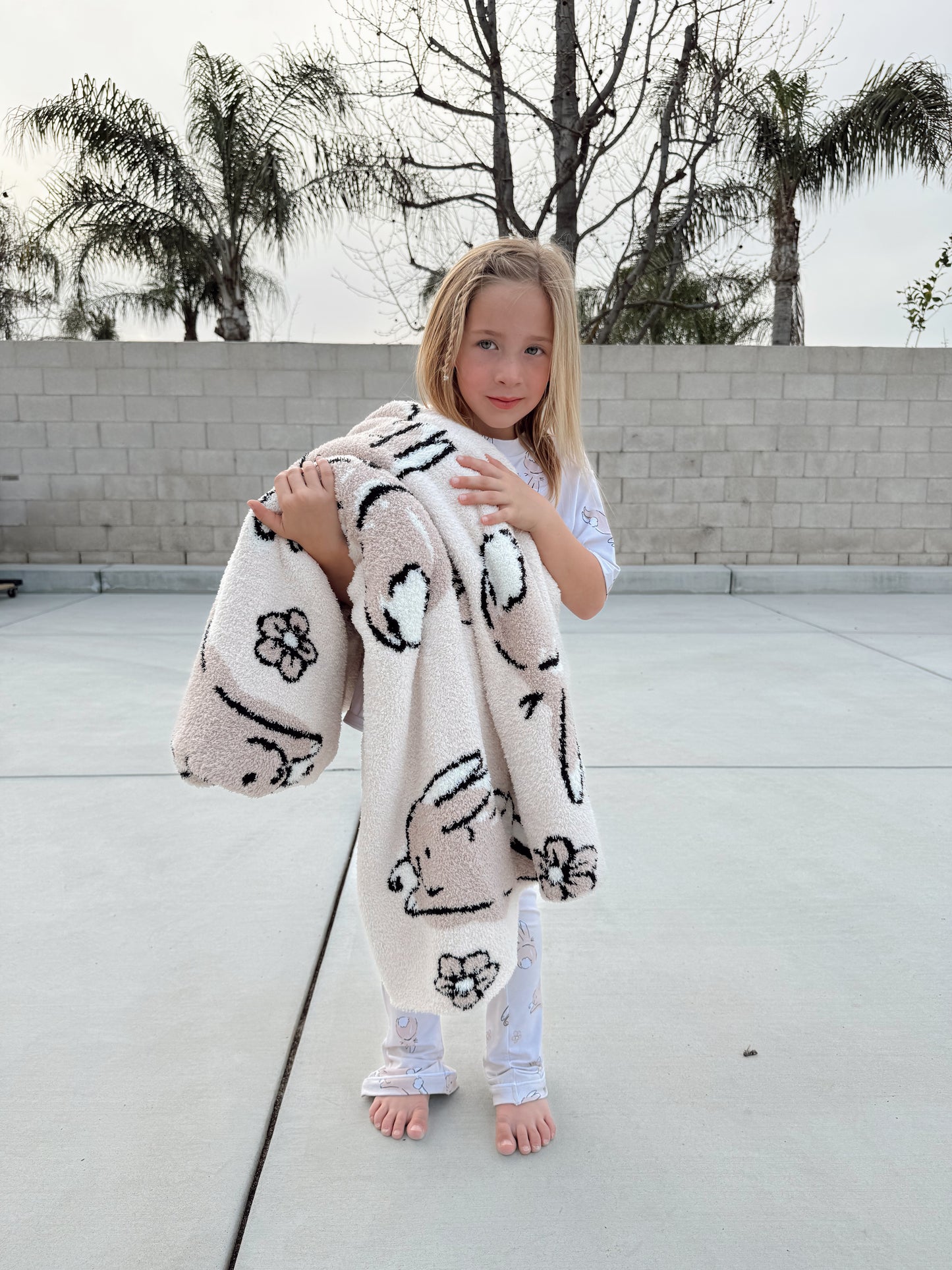 Bunnies and Floral | Plush Blanket | Baby | Preorder