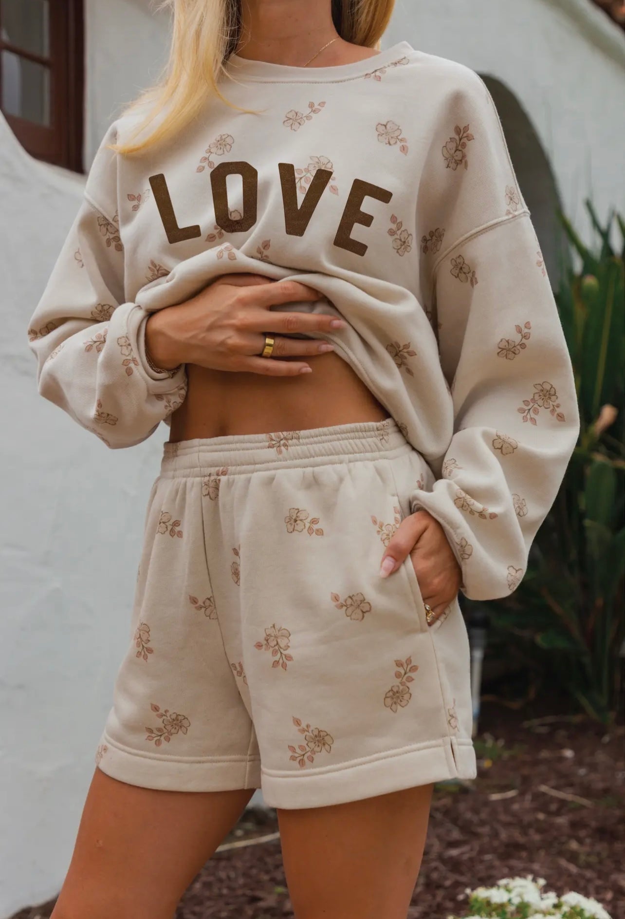 LOVE Floral Pullover and Short Set | Womens