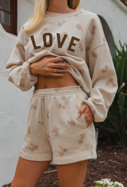 LOVE Floral Pullover and Short Set | Womens