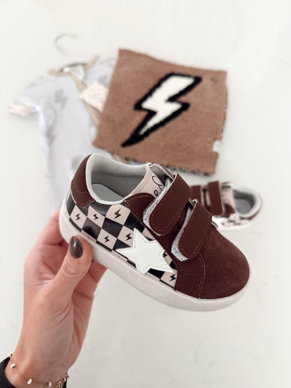 Checkered and Lightning Bolt | Velcro Sneakers