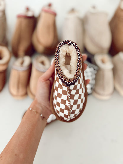 Mini Slides | Chestnut Checkered | Toddler