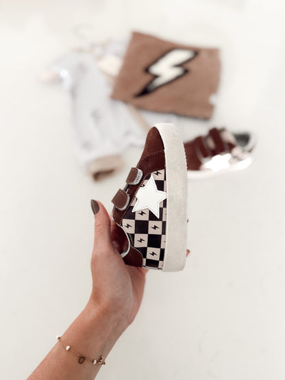 Checkered and Lightning Bolt | Velcro Sneakers