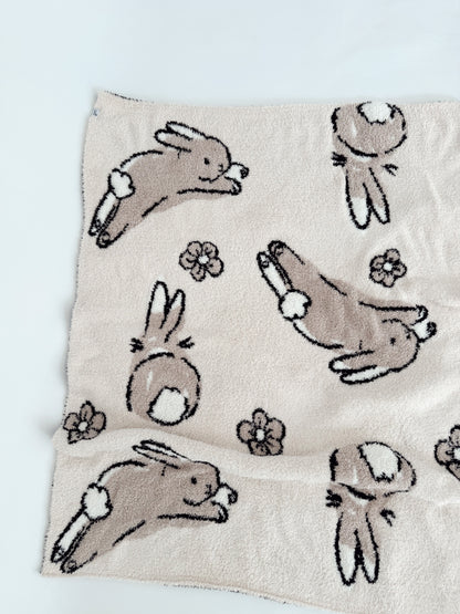 Bunnies and Floral | Plush Blanket | Baby | Preorder