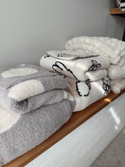 Bunnies and Floral | Plush Blanket | Adult | Preorder