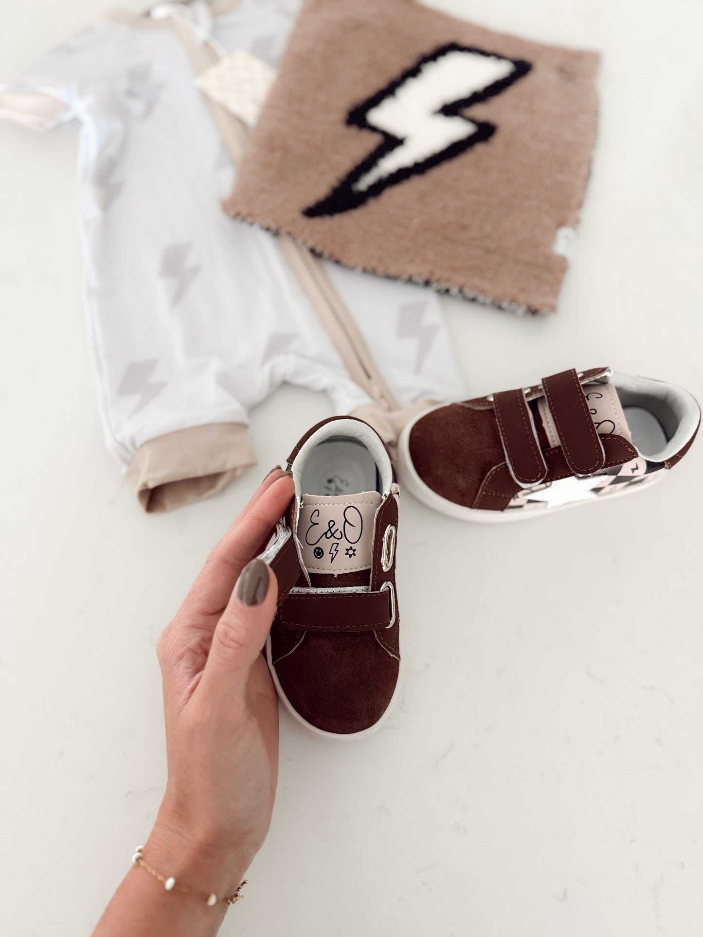Checkered and Lightning Bolt | Velcro Sneakers