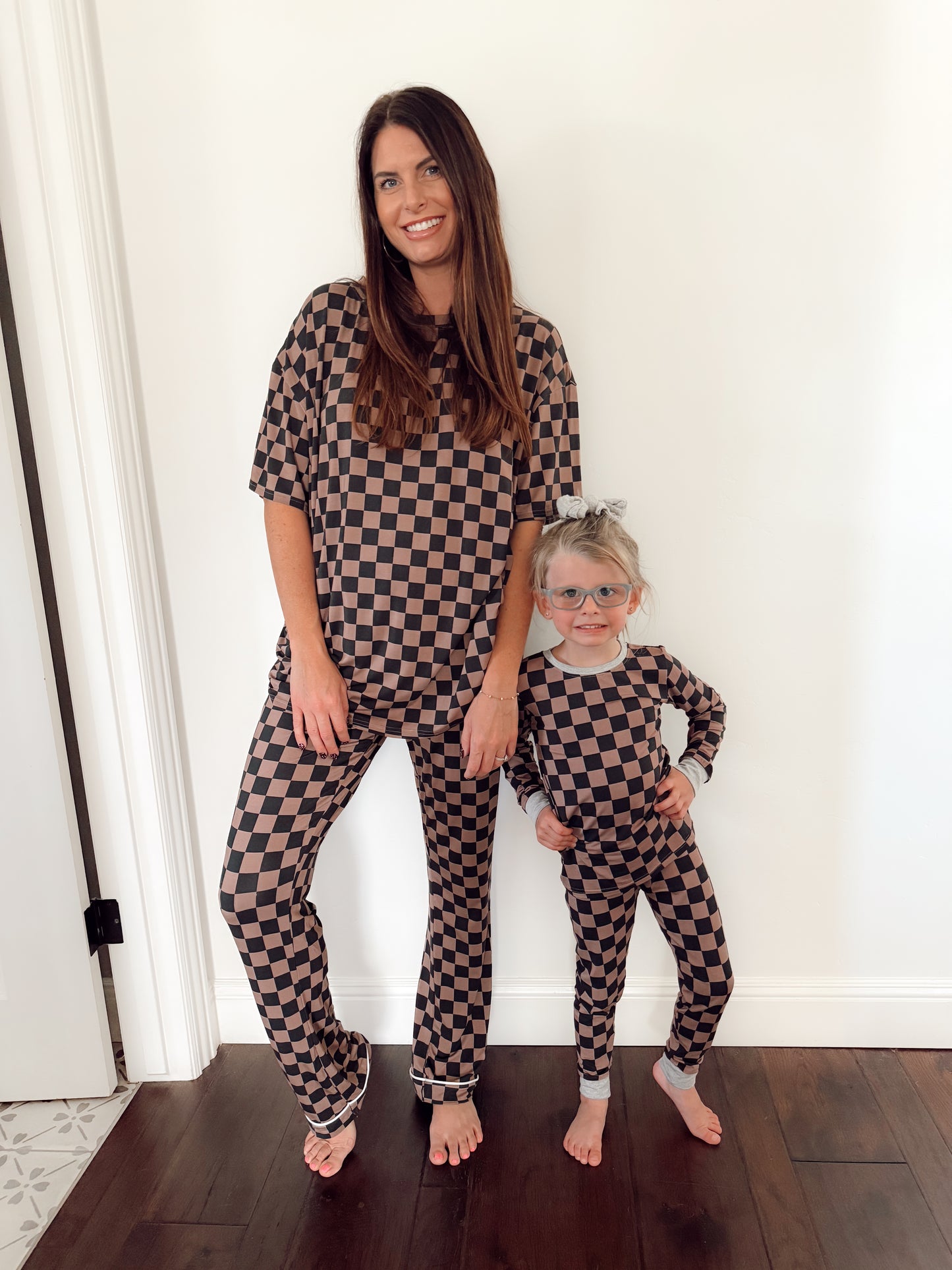 Cocoa and Black Checkered Bamboo | Two-Piece Set