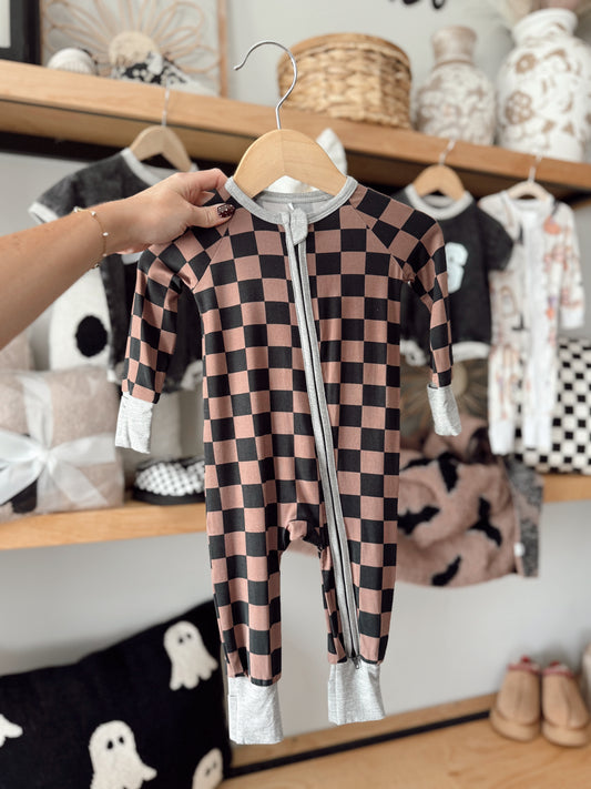 Cocoa and Black Checkered Bamboo | Zippie