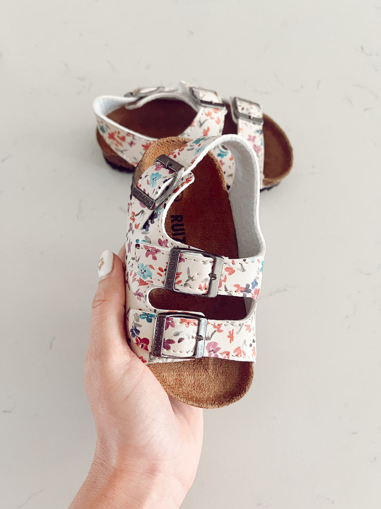 Leather Suede Sandals | Floral
