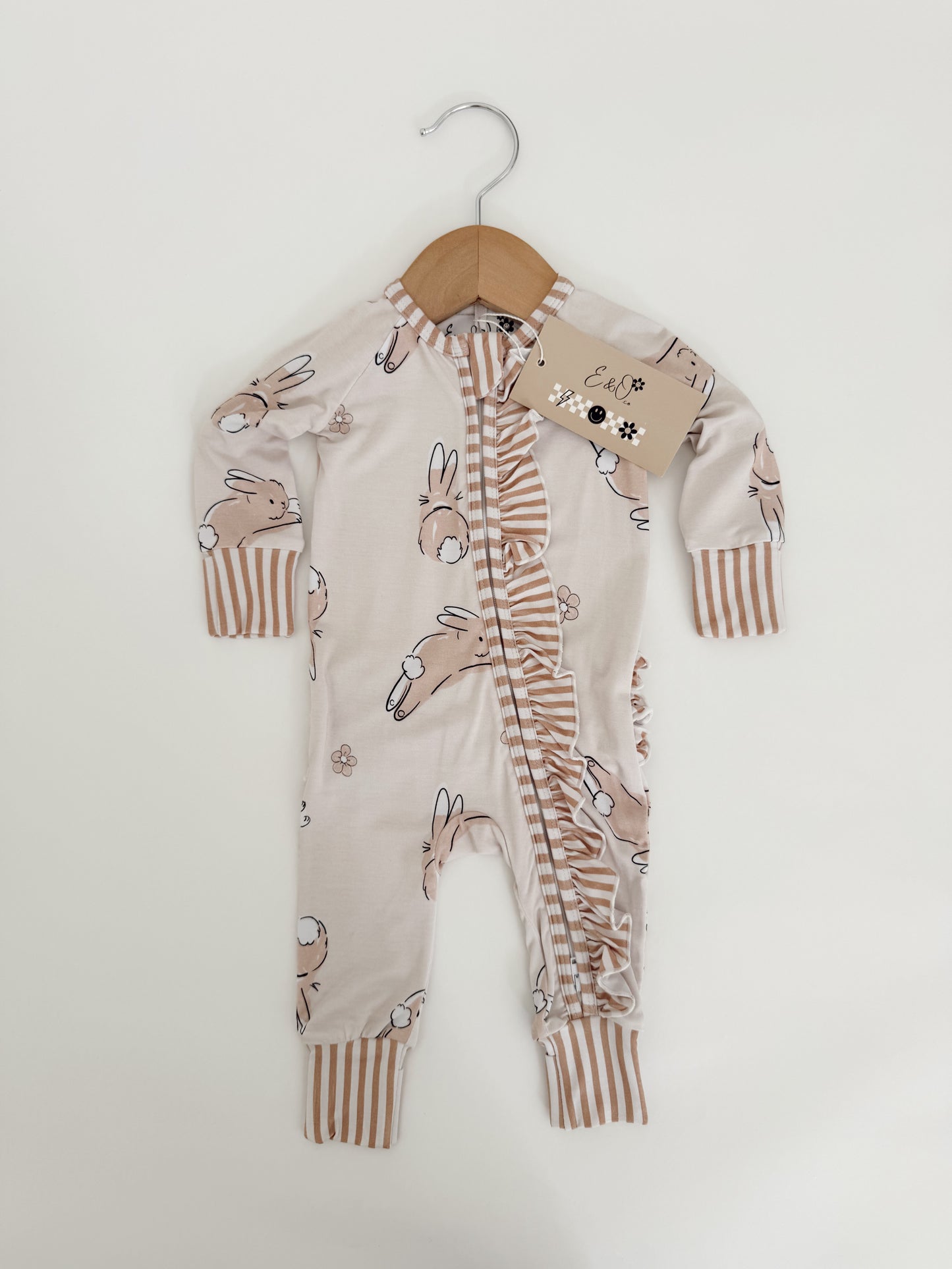 Bunnies and Floral | Ruffle Zippie