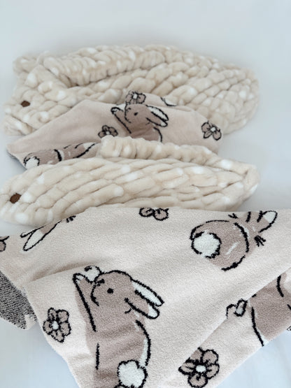 Bunnies and Floral | Plush Blanket | Adult | Preorder