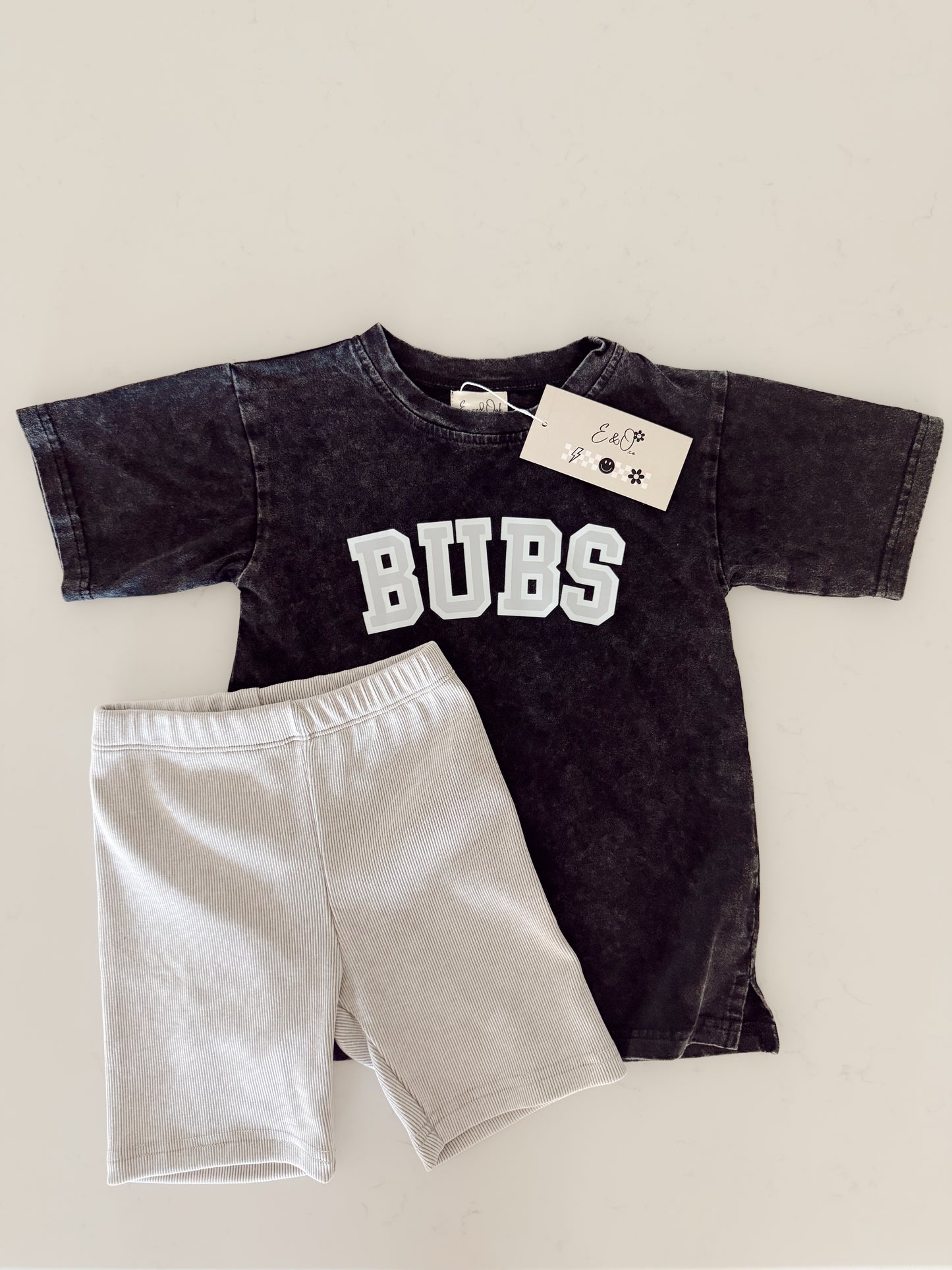 BUBS |Mineral Washed and Ribbed Biker | Short Set