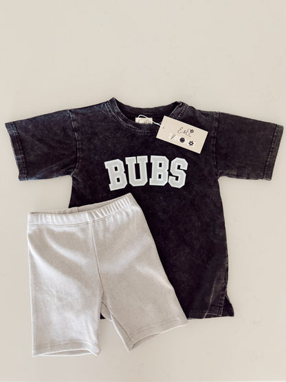 BUBS |Mineral Washed and Ribbed Biker | Short Set