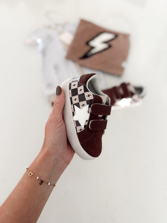 Checkered and Lightning Bolt | Velcro Sneakers