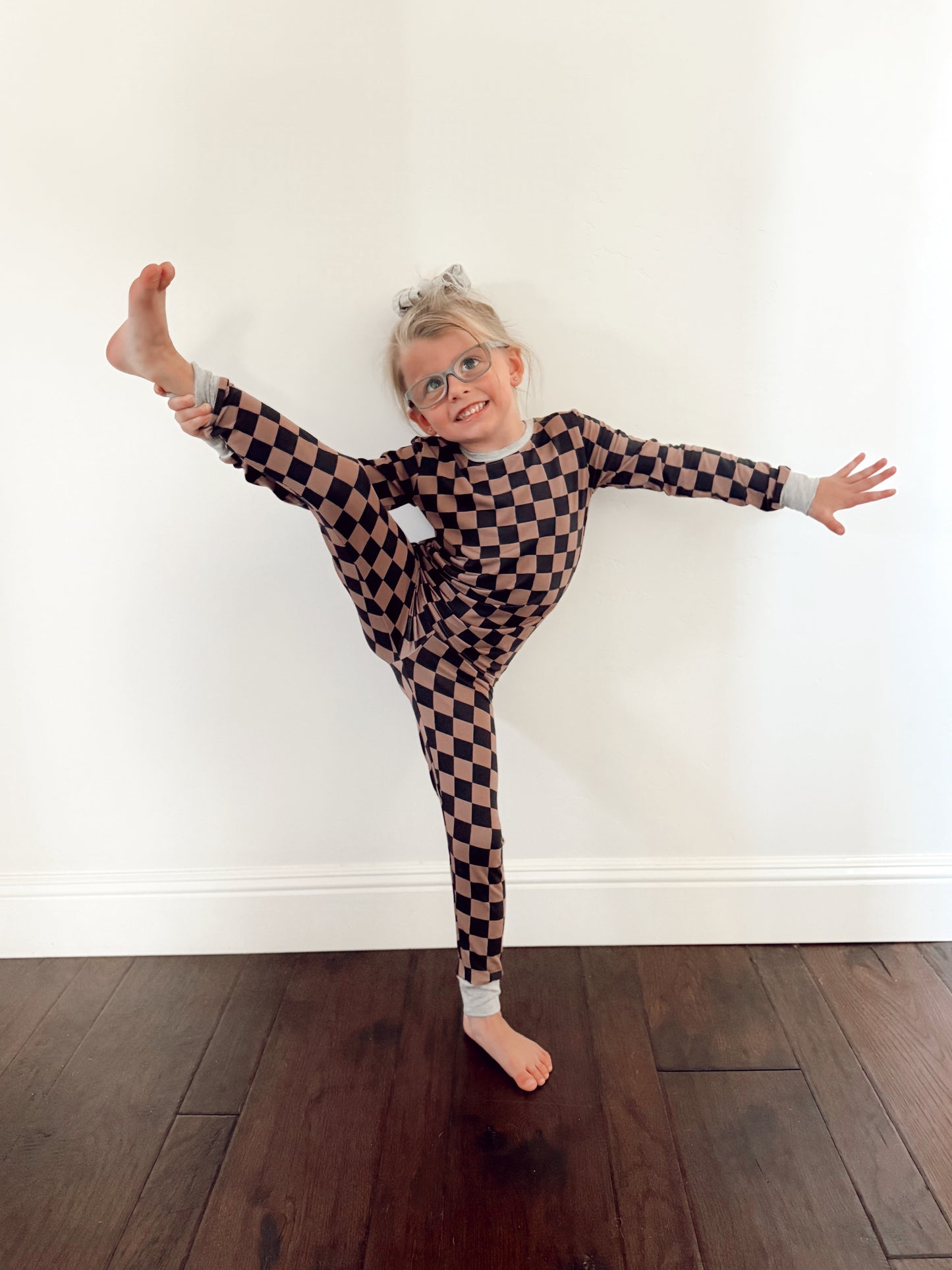 Cocoa and Black Checkered Bamboo | Two-Piece Set