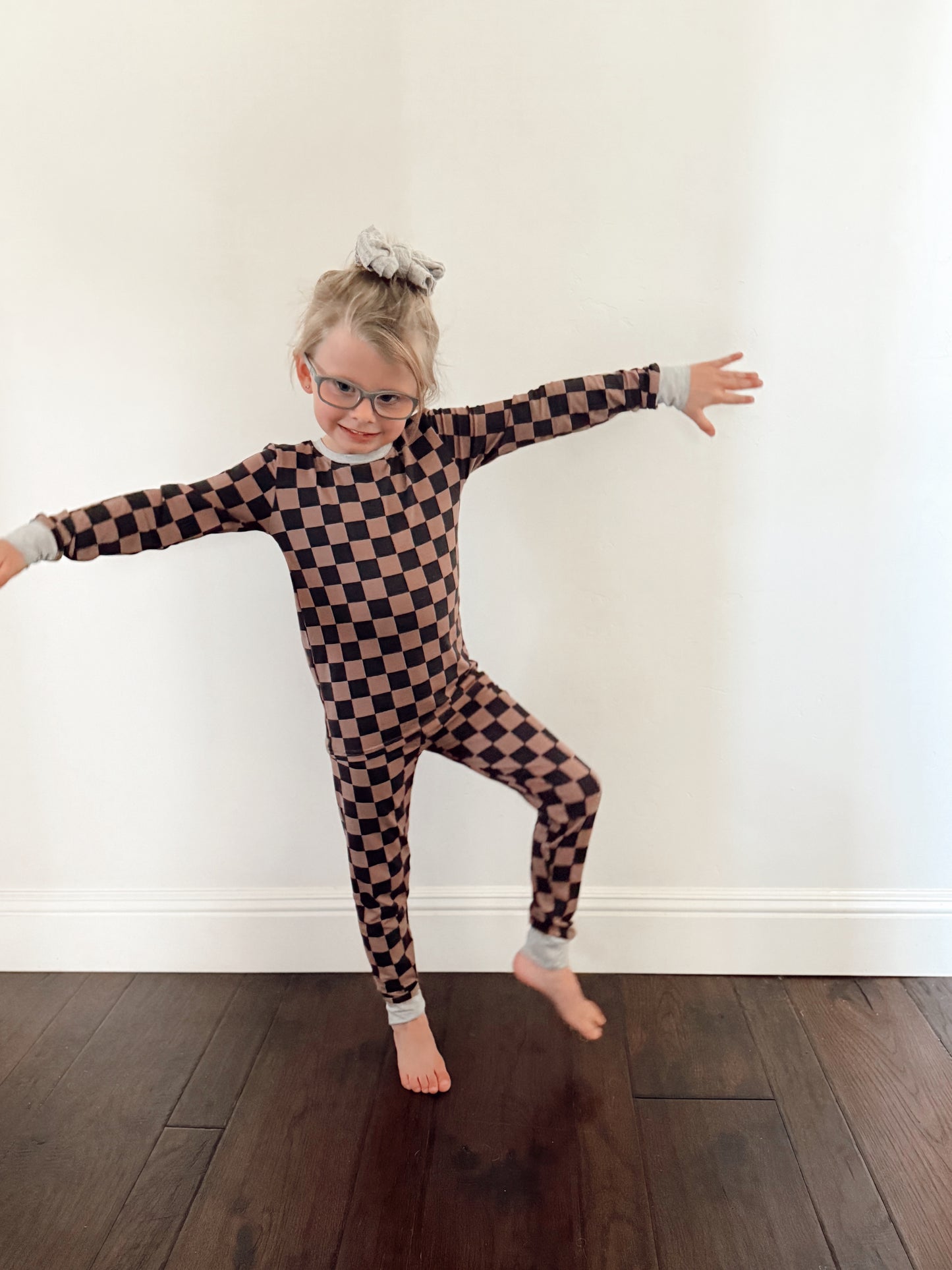 Cocoa and Black Checkered Bamboo | Two-Piece Set