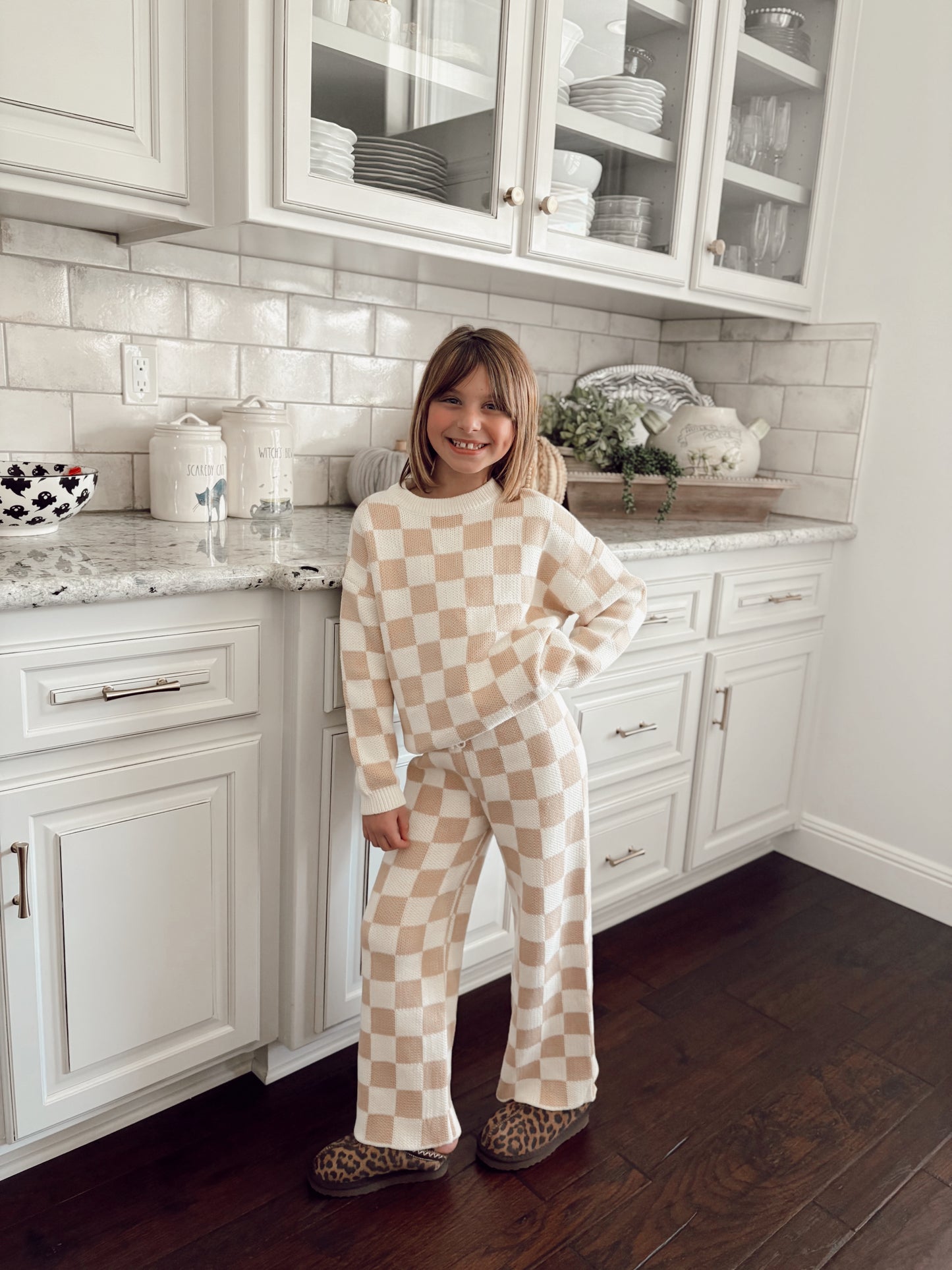 Beige Checkered | Knit Set