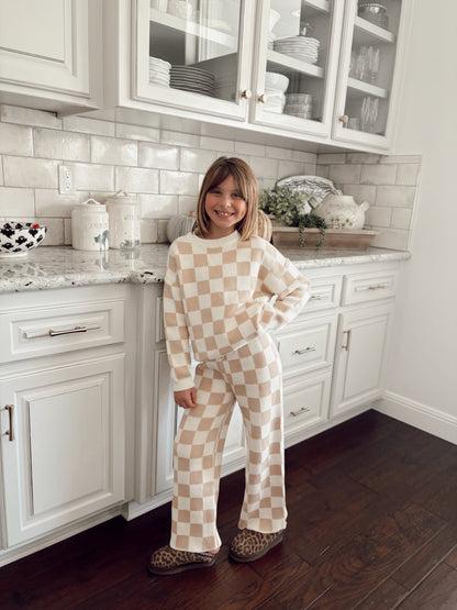Beige Checkered | Knit Set