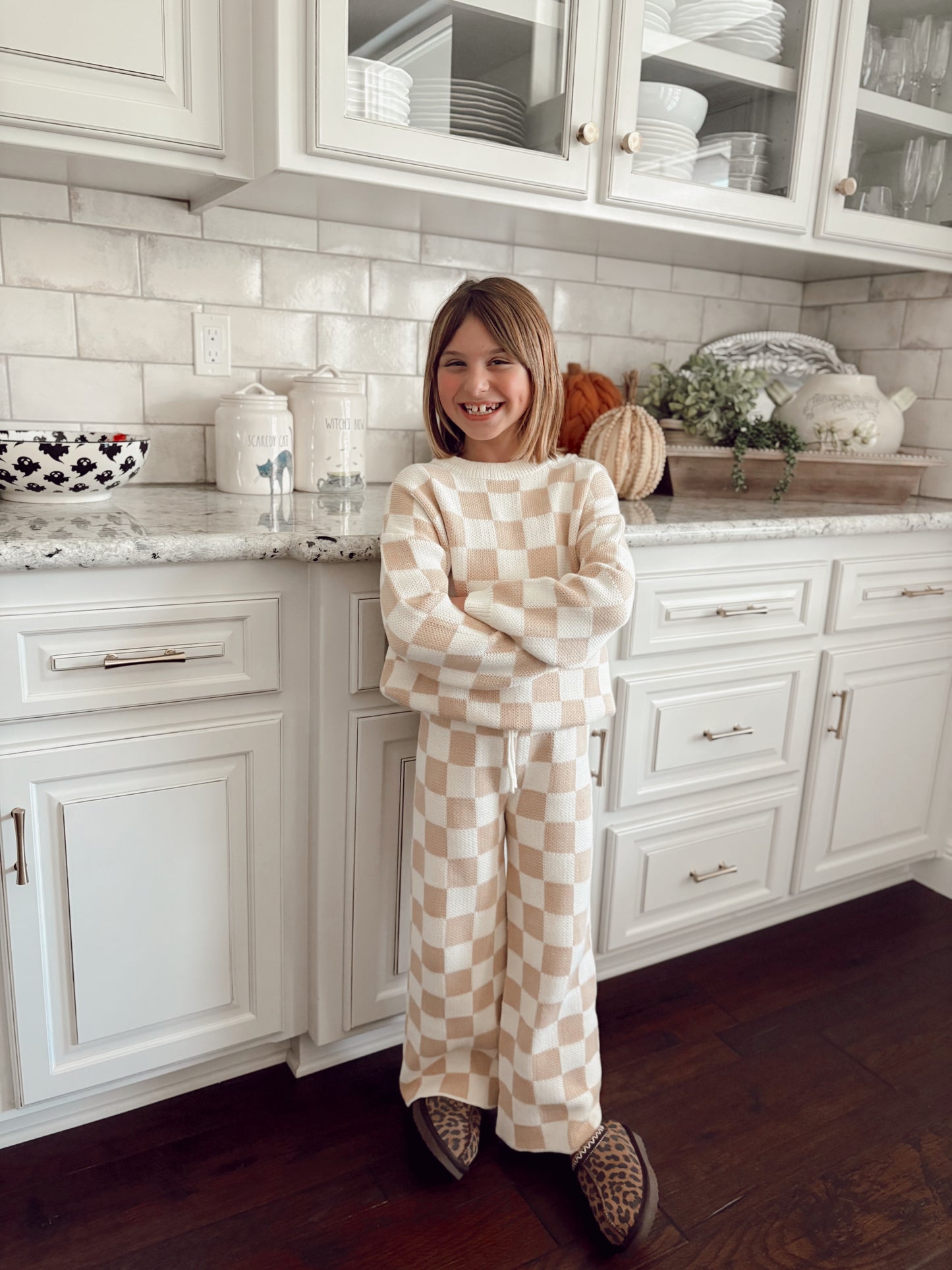 Beige Checkered | Knit Set