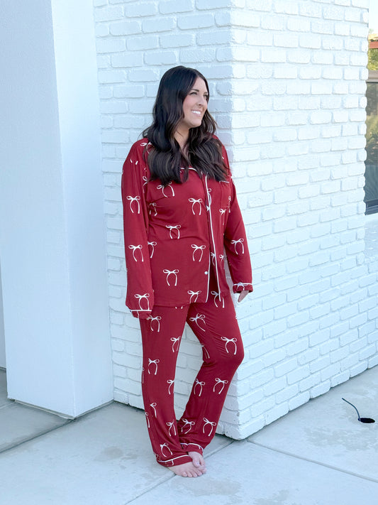 Red Bows | Women’s Button and Flare Set